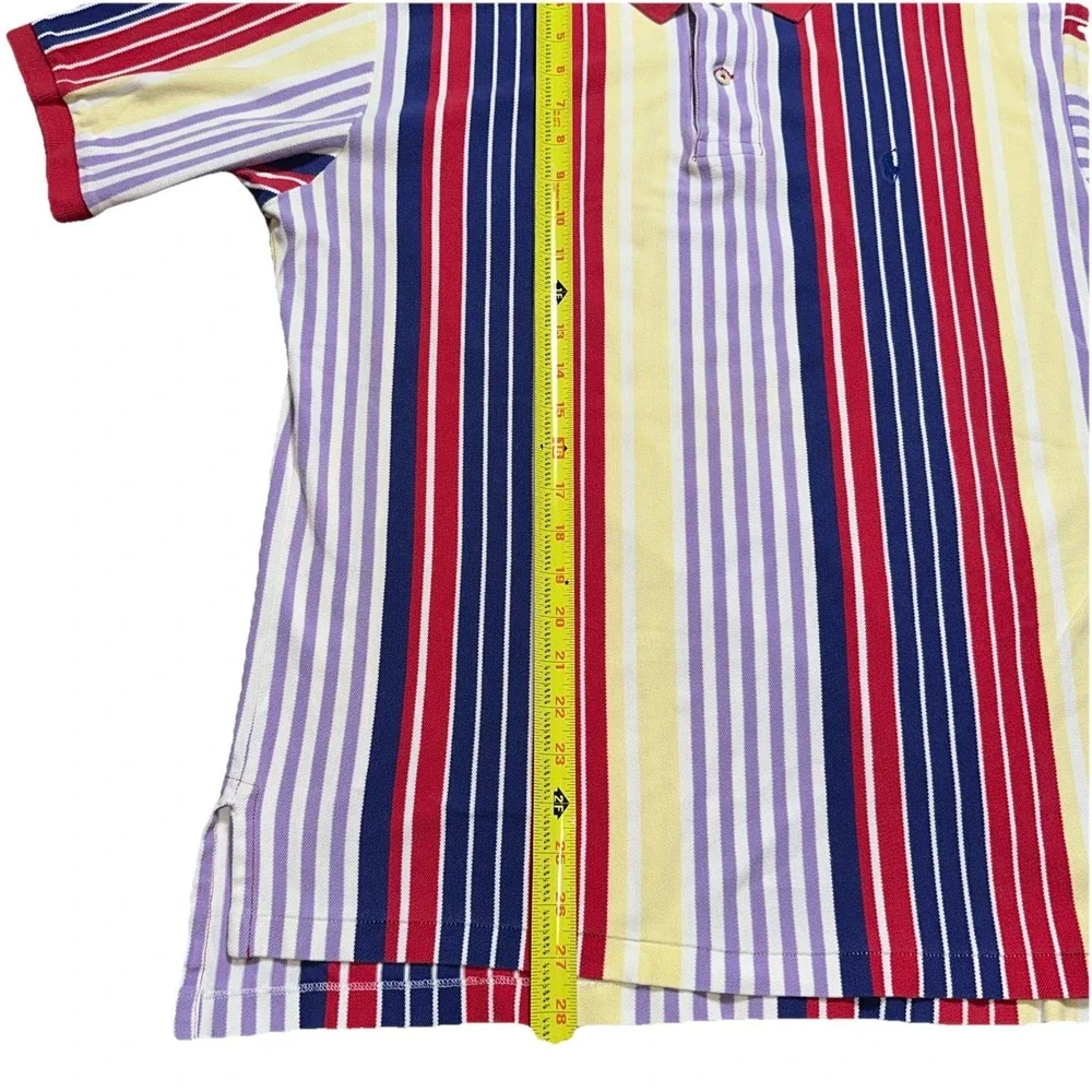 Vintage 90's Polo Ralph Lauren Stripped Multicolor Large  Polo Short Sleeve